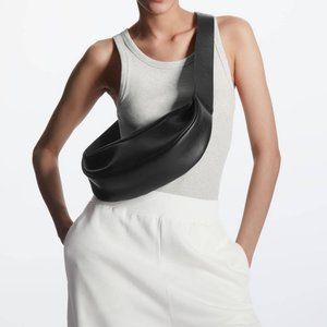 NWT COS Black Leather Crossbody Swing Bag